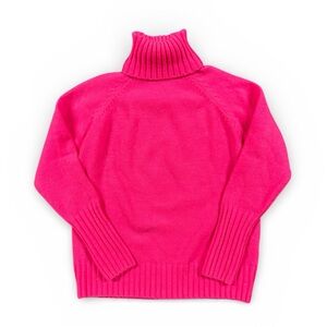 Hot Pink Turtleneck Sweater | Ribbed Knit Cozy Pullover Size